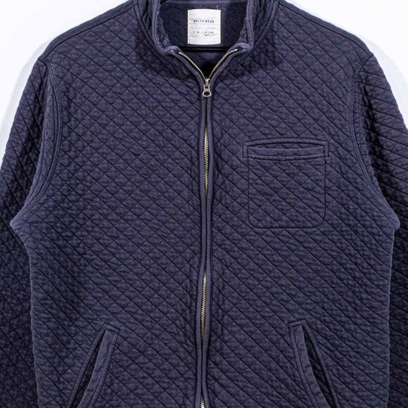 Billy Reid Navy Quilted Zip Up Sweater - Picture 2 of 8